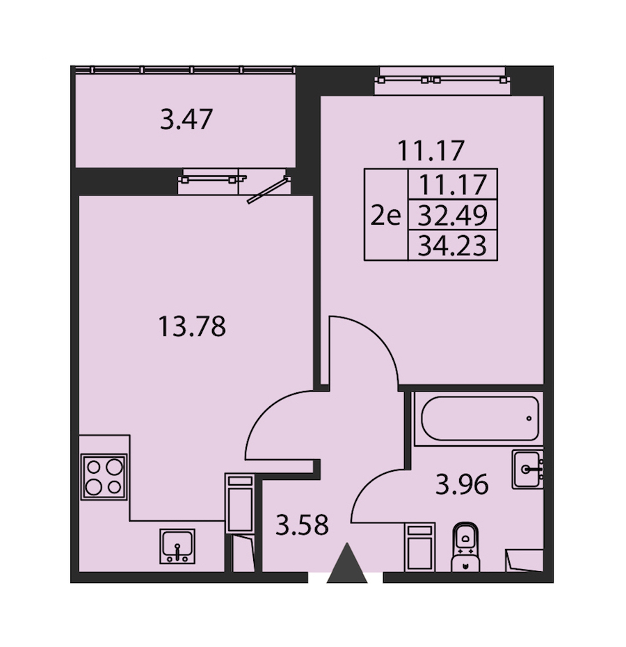 1-комнатная квартира 32.49 м², 6/12 эт., ЖК «Полис ЛАВрики»